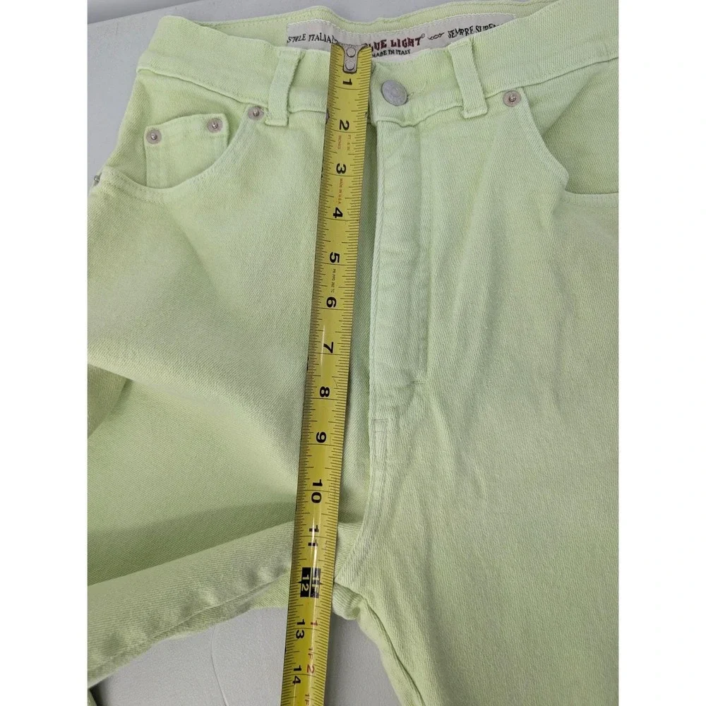 Y2K  Blue Light Cache Jeans Womens 25X30 Lime Green High Rise Made in Italy